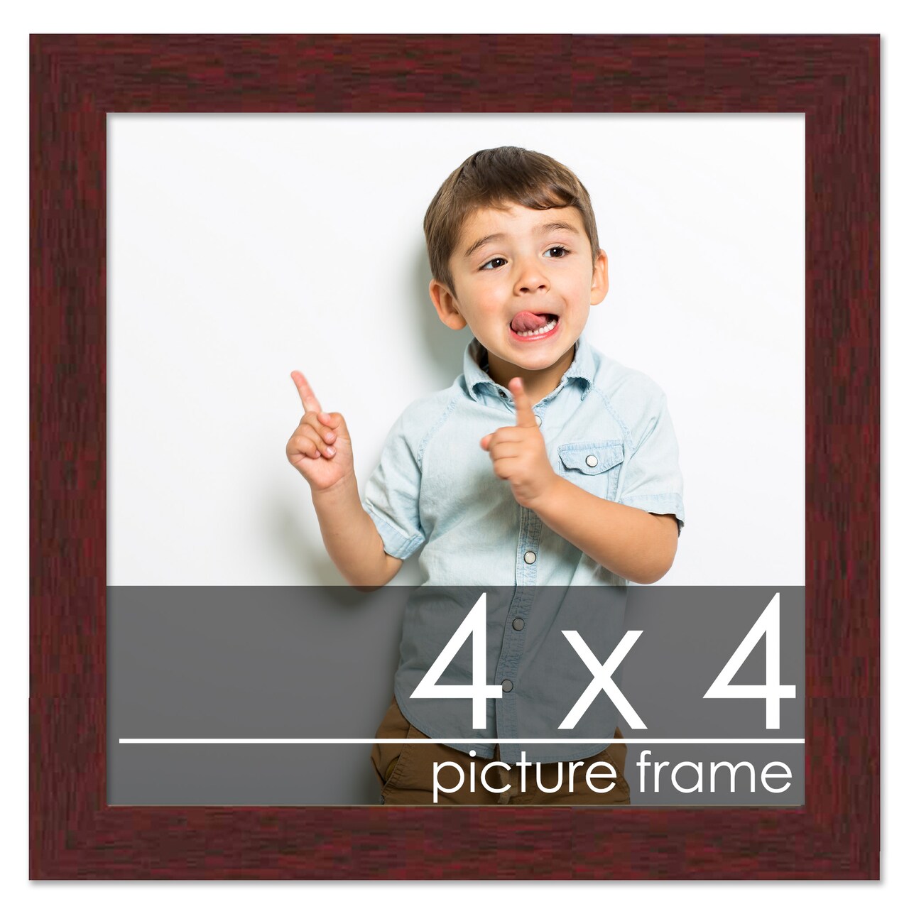 4x4 Solid Wood Picture Frame with UV-Resistant Acrylic & Acid-Free Backing, Available in 6 Finishes: Matte Black, Matte White, Metallic Bronze, Silver, Natural Wood Grain & Mahogany
